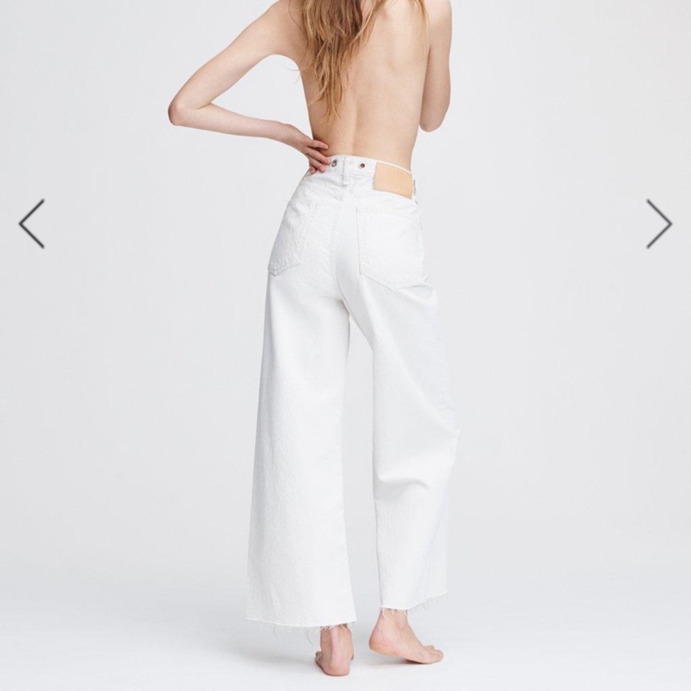 RAG & BONE high waisted wide ankle white jeans